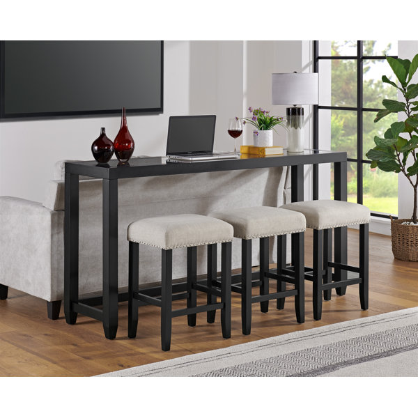 Wade Logan® Arystan Glass Top Counter Height Bar Console Table with 3